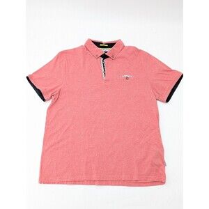 Ted Baker Mens Pink Embellished Pocket Logo Short Sleeve Polo Shirt Size 5 L